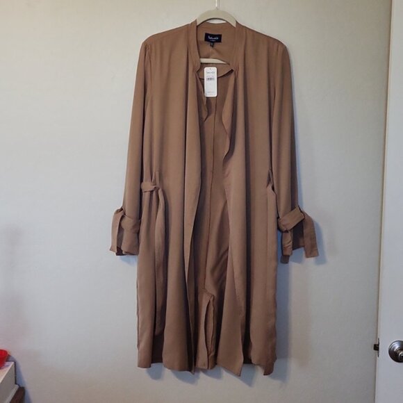 Splendid Open Front Trench Coat1 Lightweight Tie Gatherer attach Cuffs Size XS - Picture 6 of 15